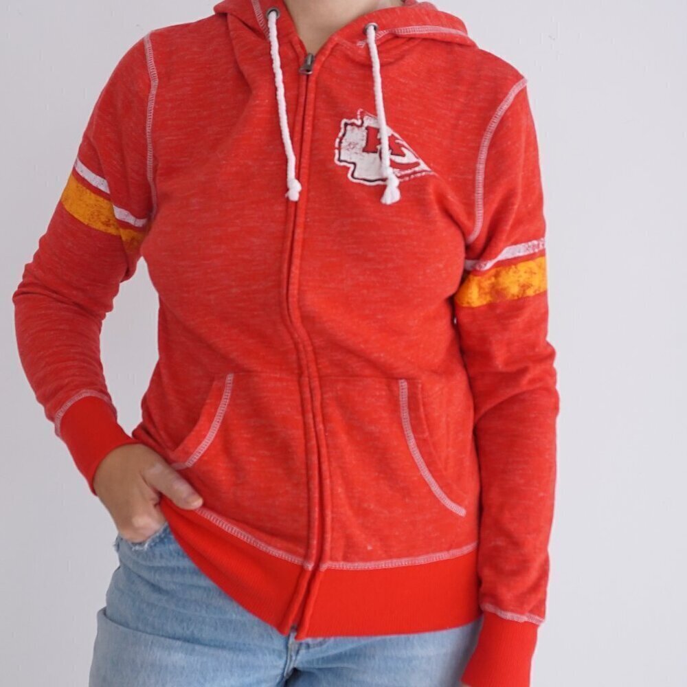 Kansas City Chiefs Red Zip Up Cotton Hoodie Sweatshirt By Majestic S